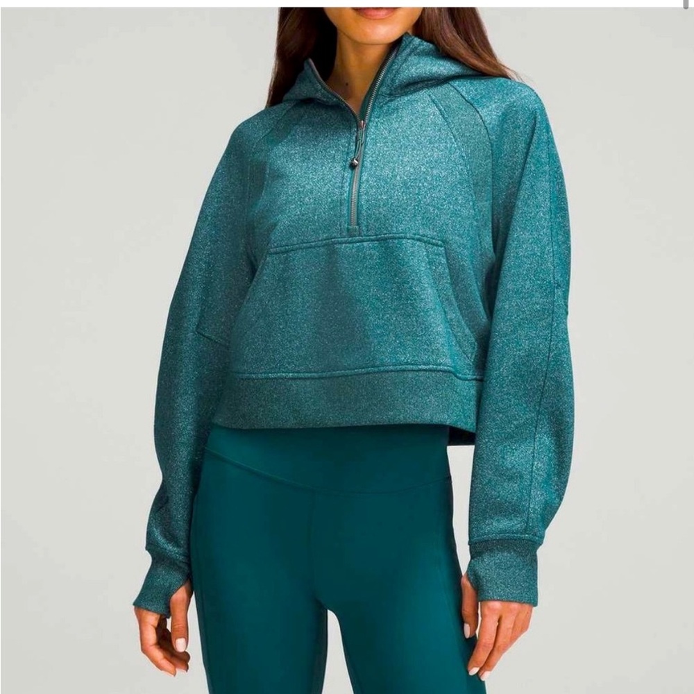 Teal Sparkle Lululemon Scuba Oversized Half Zip Hoodie